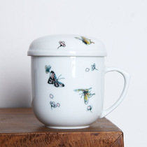 Hand-painted underglaze multicolored flower butterfly water cup capacity 250cc