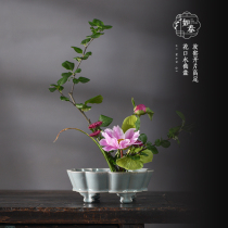 Ruchunru kiln Flower Mouth daffodil basin Imitation Song Tianqing open Film high foot washing Chinese flower transplanter clearing plate flower pot