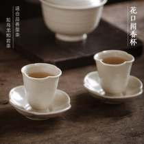 Mingxiang Grass Wood Ash Flower Mouth cup rice yellow glaze Begonia cup holder Japanese tea tray hand-made smell Cup rock tea Oolong tea Oolong Tea