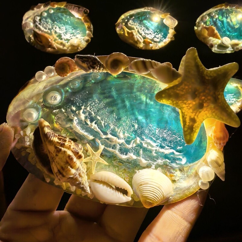 Ocean Abalone Shell Luminous Refrigerator Magnet Three-Dimensional Ocean Starry Sky Shell Conch Seaside Tourism Cultural and Creative Souvenirs