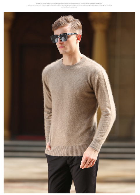 Mùa thu đông 2018 áo sơ mi nhung size lớn nam cổ tròn dày màu rắn chạm đáy áo len cashmere đầu nam áo len áo sơ mi nam
