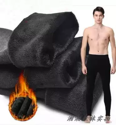Men's warm pants plus velvet thickened winter tight cotton pants men's slim body pants in one piece