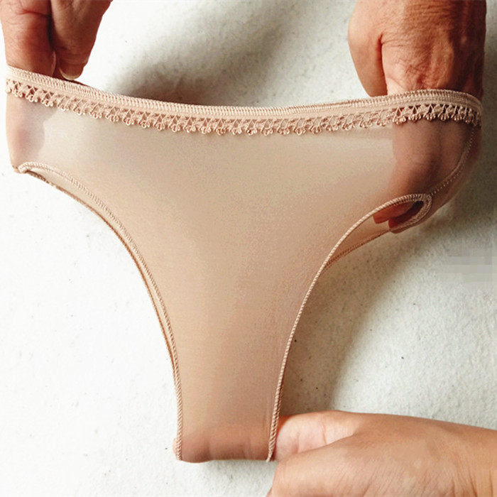 Summer ultra-thin transparent Oil bright Seamless Silk Socks Briefs Sexy Breathable Tight triangle shorts Men and women General