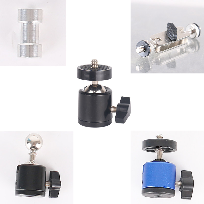 Mobile phone live broadcast accessories metal Rubik's cube universal head transfer aluminum head magic hand tripod parts clip