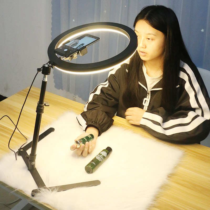 Desktop Live Photo Photo Mobile Phone Push-up Bracket Tonic Light Shooting Video Gourmet Video Gourmet Beauty Nail with cargo holding frame 