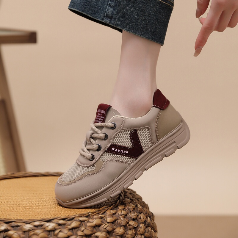Genuine Leather Sports Casual Shoes for Women 2026 Spring and Summer Models, Mesh Breathable Women's Shoes, Lightweight Soft-Soled Shoes That Won'T Tire Your Feet