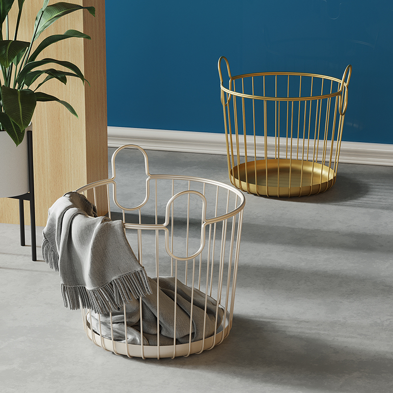 Bathroom Light Luxury Wrought Iron Laundry Basket Modern Minimalist Bedroom Bathroom Fitting Room Clothing Storage Box Organizer Basket Bathroom Light Luxury Wrought Iron Laundry Basket Modern Minimalist Bedroom Bathroom Fitting Room Clothing Storage Box Organizer Basket