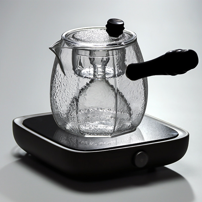 Black Crystal Stove Burning Kettle Small glass Cooking Tea Ware glass teapot boiled tea stove tea small capacity tea set for home