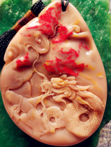 Natural Changhua Chicken Blood Stone Lotus Root Powder Frozen Handpiece (Longxingtianxia Nephrite Bottom Bahrain Shoushan Laos Tianhuang Stone