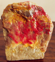 Natural Changhua chicken blood stone rough stone ornaments with good luck soft steel base red color Bahrain Shoushan Laos and Tianhuang