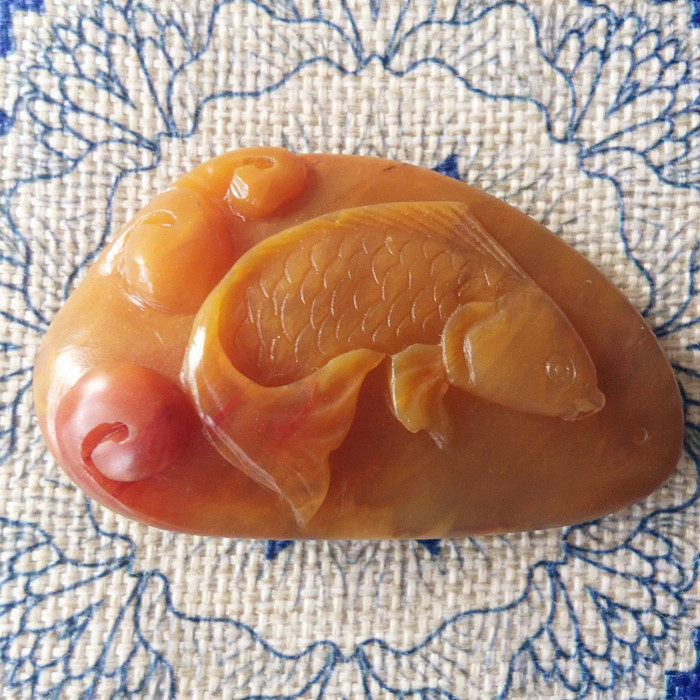 Boutique Ballin Stone Foretto Yellow Freeze Handlebar Piece with more than a year of Changhua Chicken Blood Lao Tian Huang (already tied)