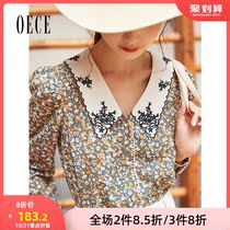 Oece2020 Autumn New Women floral sweet vintage color color embroidery doll collar long sleeve shirt shirt