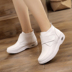 Nó Bai vải 19 mới y tá da trắng giày phụ nữ cộng với nhung ấm áp mùa đông khởi động Velcro giày giày cao 