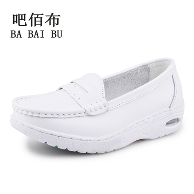 Nó Bai da vải y tá giày trắng phụ nữ da mùa đông dốc mới với không trượt giày mềm đơn đáy làm việc đôi giày trắng 