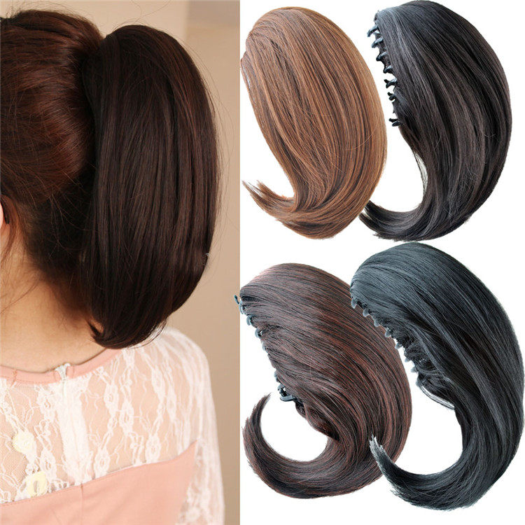 Pie-point wig claw clip grip ponytail short straight ponytail pear flower ponytail shark clip horsetail fake horse tail