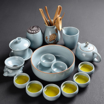 Ceramic Kung Fu tea set Teacup Household Ge Ru Kiln tea pot Cover bowl Road whole small set Office reception