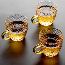Thickened heat-resistant transparent glass tea cup small teacup with Cup kung fu tea set Master Cup ear cup tea bowl home