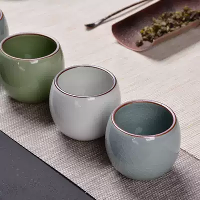 Pingming Cup Gothic tea cup ceramic kung fu tea set small tea cup Ru porcelain open piece can raise individual cup