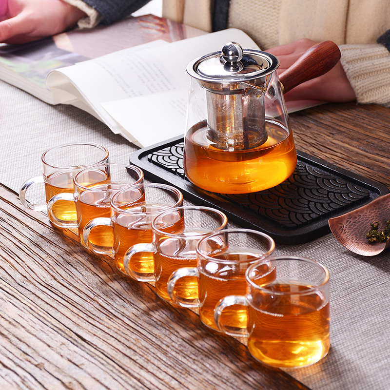 Heat Resistant Glass Teapot Stainless Steel Filter Tea Set Group Of Flowers And Flowers Teapot Tea Cup Bubble Boiling Teapot Chai Tea