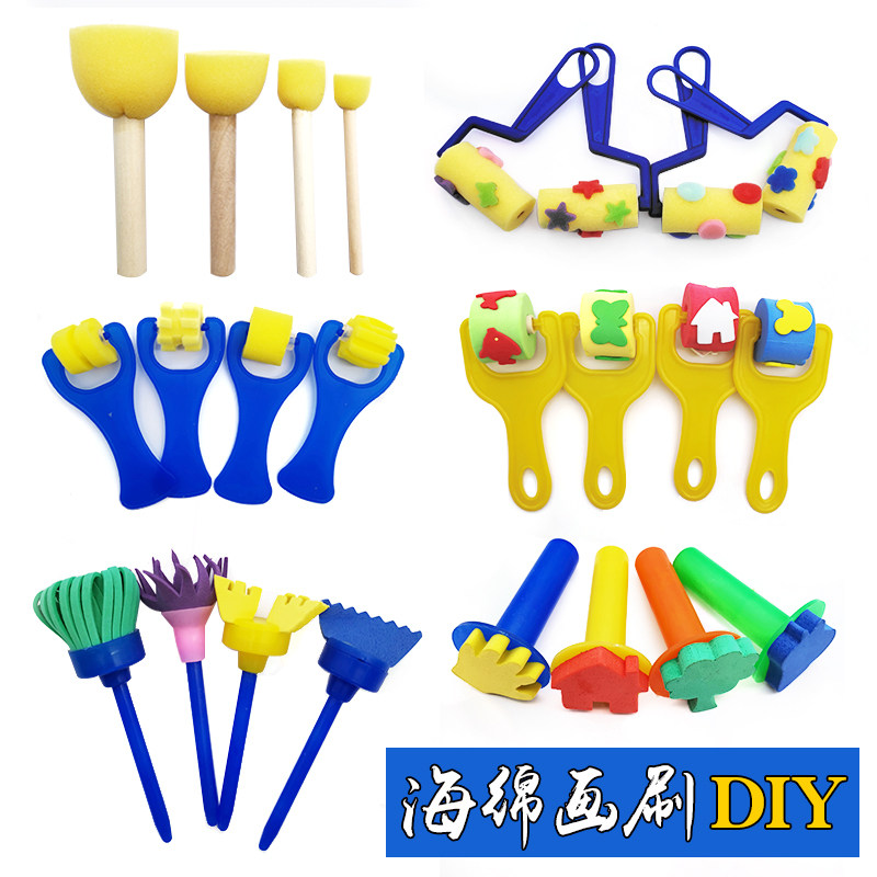 Children's painting graffiti sponge printing seal roller roller paint teaching tools children's diy early education teaching aids