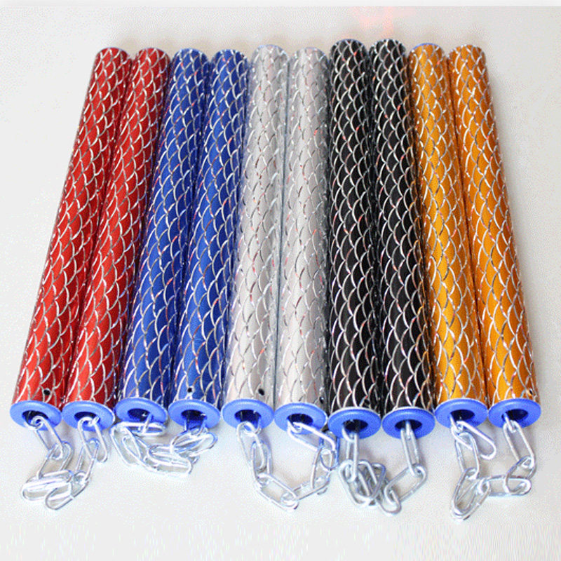 Carved non-slip aluminum alloy double-section stick performance stick real fight double-cut stick 28cm dazzling five colors