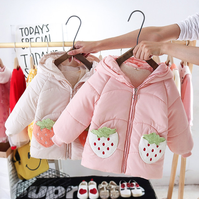 Girls' cotton-padded jacket winter foreign-style children's Korean version thickened 3 years old and a half 2 children's winter clothing baby down jacket