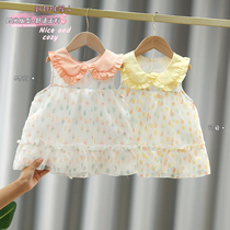 Girls dress 2021 new summer foreign air child dress child dress doll collar mesh yarn little girl princess nepotism
