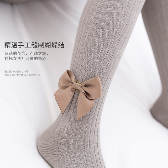 0-6 years old girls pantyhose little girl trousers hand-sewn bow combed socks baby girl autumn and winter socks