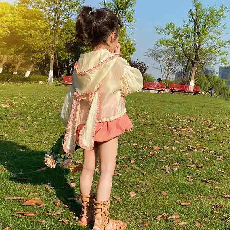 Girl Sunscreen 2021 New Baby Breathable Rabbit Ears Children Girl Ice Silk Jacket Summer Dress Air Conditioning Cardiovert