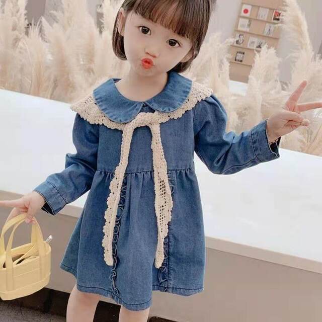 Girls 2021 spring new baby girl denim princess skirt children's denim clothes children's dress children's clothing skirt