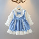 Girls Bow Lolita Dress 2022 Spring and Autumn New Little Girl Lace Princess Skirt Baby Sweet Skirt