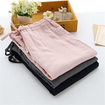 Pajama pants womens summer mens womens spring and summer gauze trousers cotton thin home trousers couple cotton pajama pants loose
