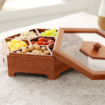 Wedding candy box wooden dried fruit box creative partition with lid melon seed tray living room storage home simple snack box