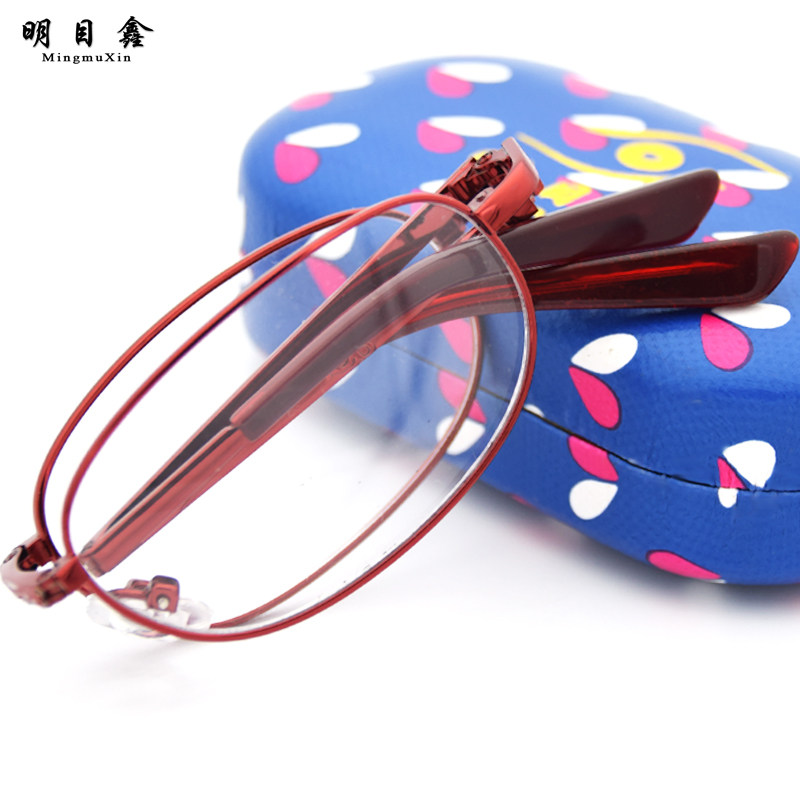 Folding anti-blue radiation presbyker glasses ladies fashion ultra-light foreign style middle-aged and elderly color-changing presbyker glasses HD