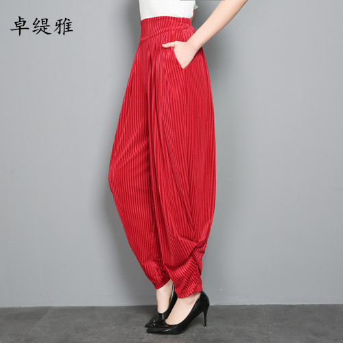 2020 spring and autumn large size slim all-match bloomers lob pants thick harem pants women's wide-leg pants all-match trousers