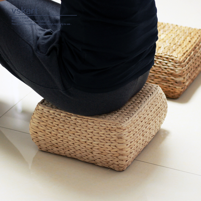 Grass Choreography Square Bench Creative Footrest Short Stool Small Stool Sit Mound Changing Shoes Stool Living-room Sofa Short Stool Solid Wood Bench