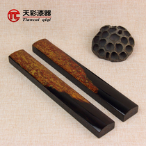 Tiancai lacquer lacquer lacquer paperweight ruler ruler solid wood rhino leather paint craft Chinese style study four treasures calligraphy and painting supplies