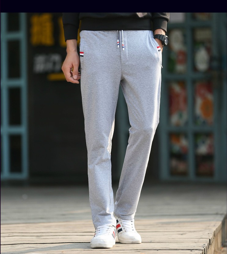 Men's cotton casual sports pants Men's trousers spring and autumn and summer thin straight loose Wei pants Off-code special pants