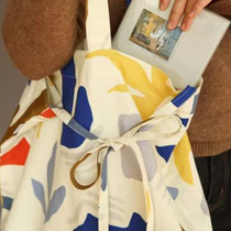 Korean Artistic Abstract Painting ins Style 100% Cotton All-match Girls Handbag Canvas Shoulder Bags Bags Bags