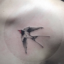 Flower Arm Girl TATOO 104 Fly Yanzi Swallow Lock Bone Tattoo to post a 2