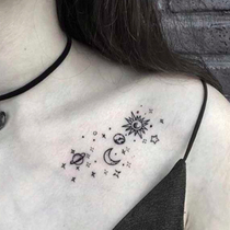  FLOWER arm GIRL TATTOO S104 MOON stars cute clavicle tattoo stickers 2 sets