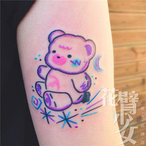 Flower Arm Girl TATTOO 192 Korean Hyun Yafeng Rainbow Color Purple Bear Cartoon Girl Tattoo Stickers