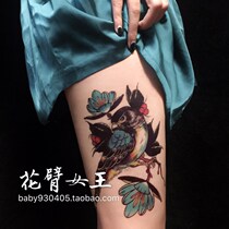 Flower Arm Girl TATOO D46 Sexy thigh Flower Magpie Small Bird Realistic Tattoo