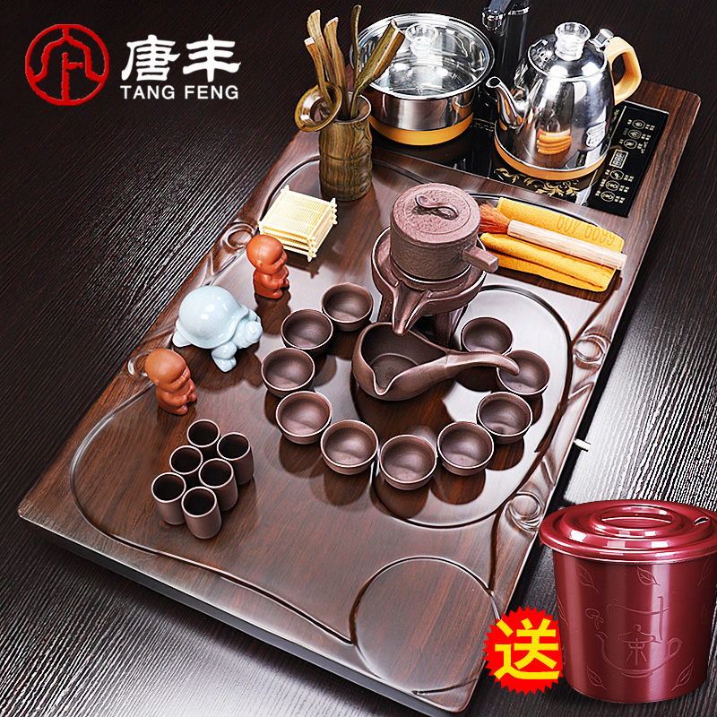 Tang Feng, black sandal wood tea tray was violet arenaceous copy your up tea sets solid wood with a complete set of mixture pumping electric heating furnace