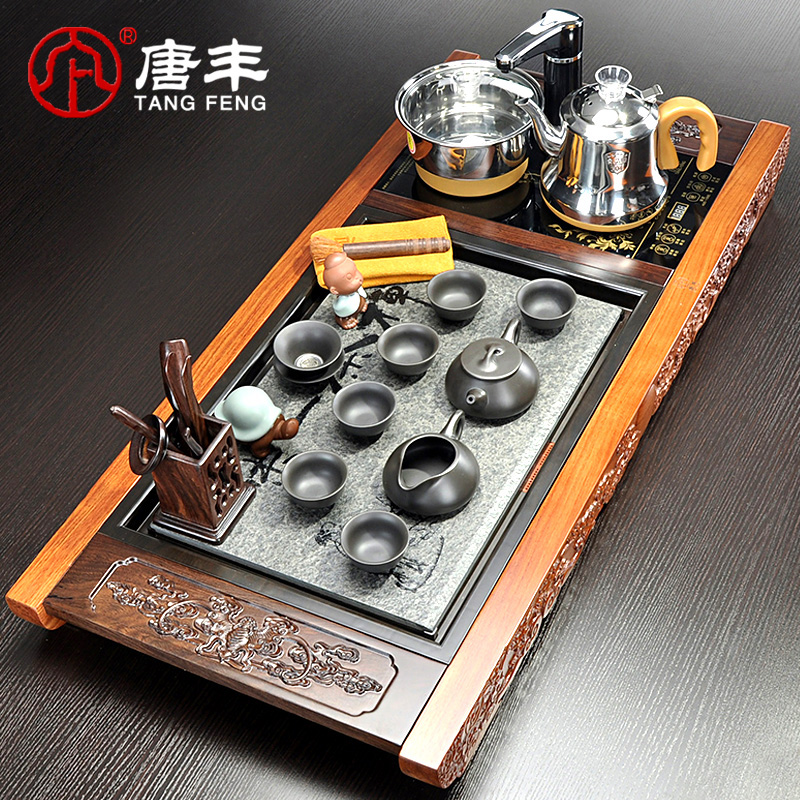 Tang Feng ebony creative sharply stone tea tray electrothermal furnace four unity TF2796 copy your up purple sand tea set