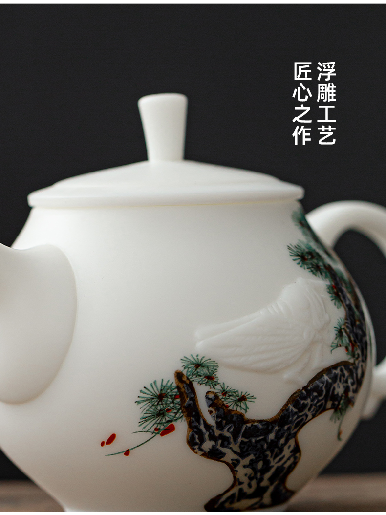 Tang Feng suet jade single pot home office teapot ceramic filter kung fu tea to implement simple hand grasp pot