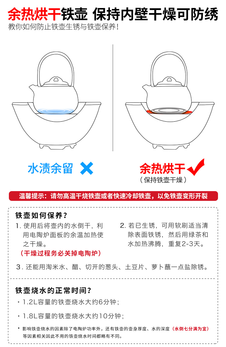 Tang Feng cast iron kettle suit retro move electric TaoLu household contracted iron pot of big capacity of cast iron pot of 190051