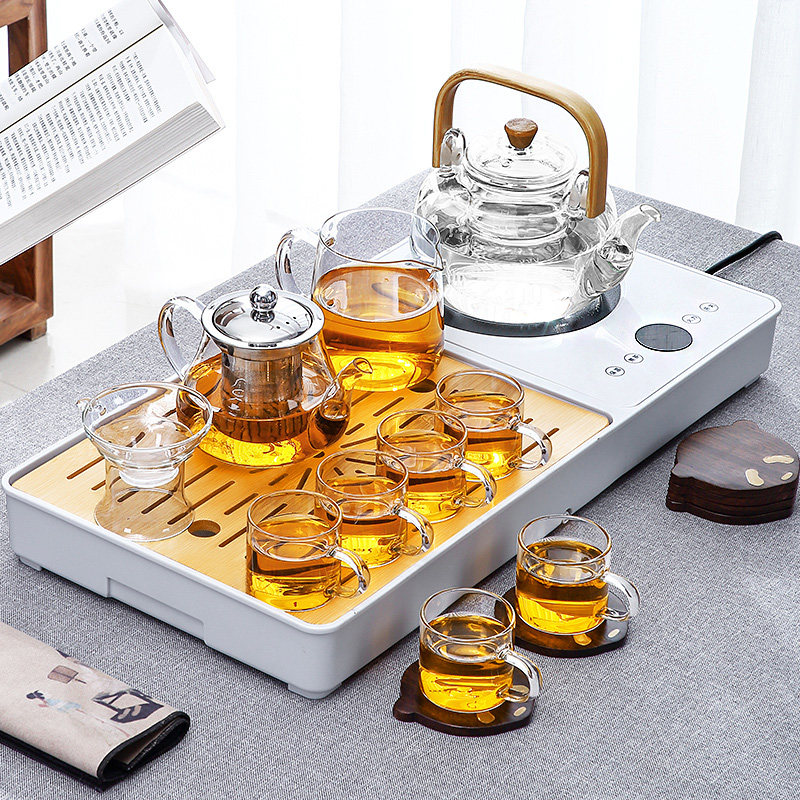 Set of tea set for home with boiling water utiliturytea tray tea tea small tea table integrated fully automatic cooking teapot light and luxurious