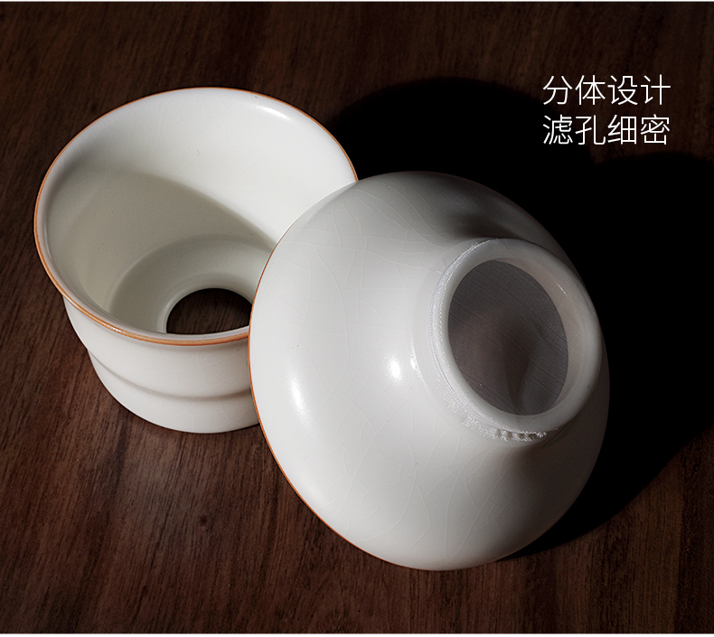 Tang Feng kung fu tea sets white jade cup household contracted and I open tureen ceramic a complete set of gift boxes