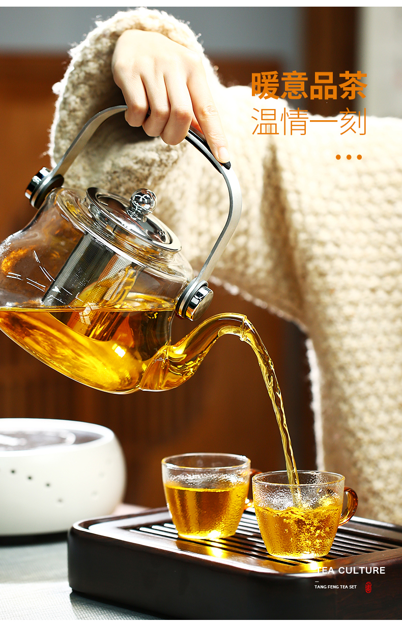 Tang Feng glass girder boiled tea set household stainless steel filter tea, black tea pu - erh tea kettle electrothermal TaoLu